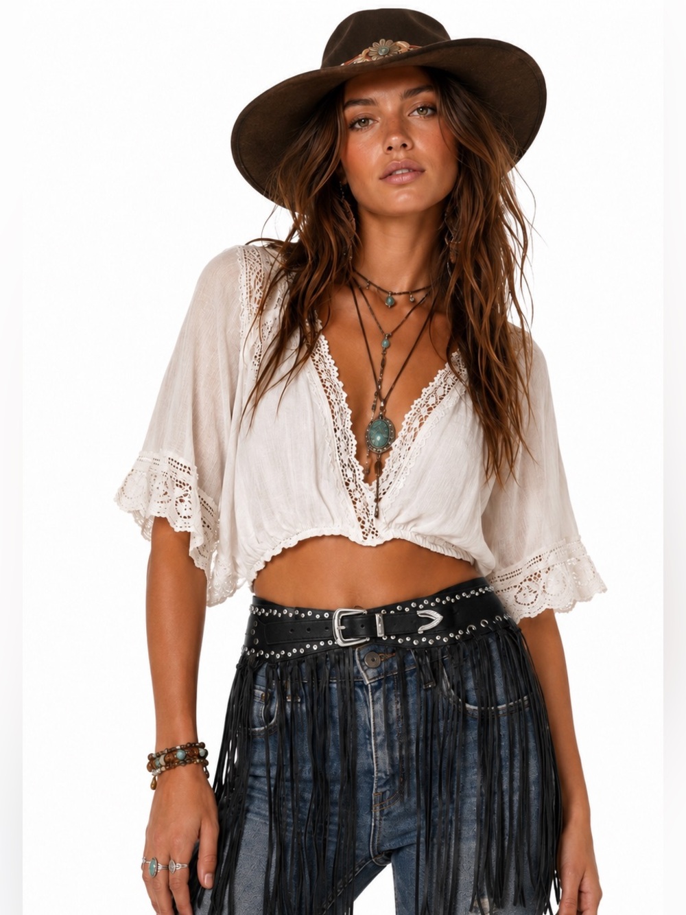 House of Harlow 1960 Black Fringe Belt Studded
Boho Western Hippie Chic sz M